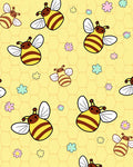 Whimsical Yellow Bees Flowers Honeycomb Rug