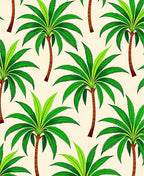 Tropical Green Palm Trees Cream Background Rug