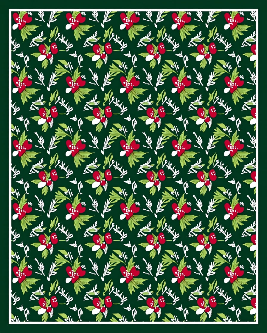 Deep Forest Red Berry Botanical Repeats Rug