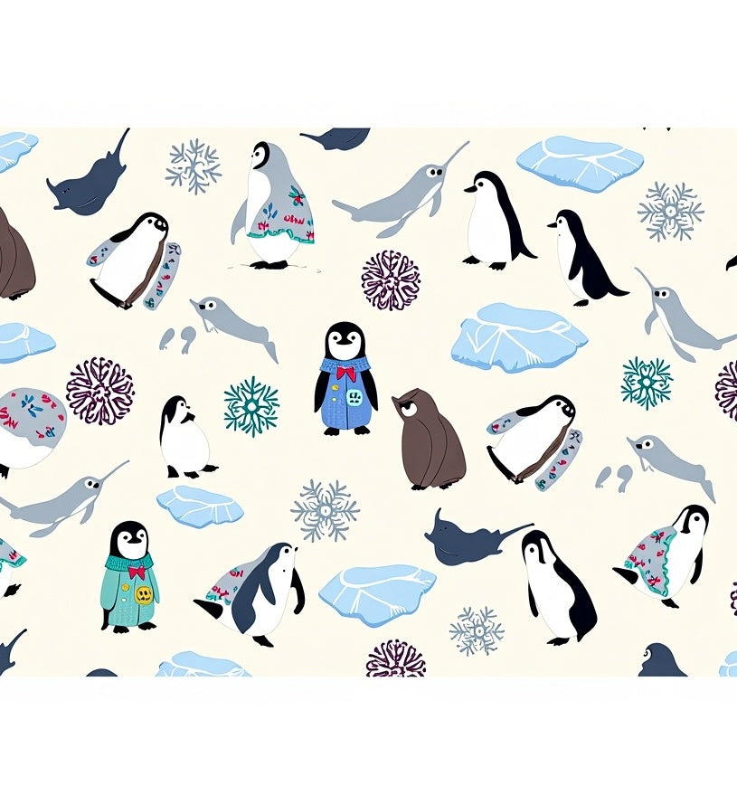 Cute Penguin Snowflake Arctic Scene Rug