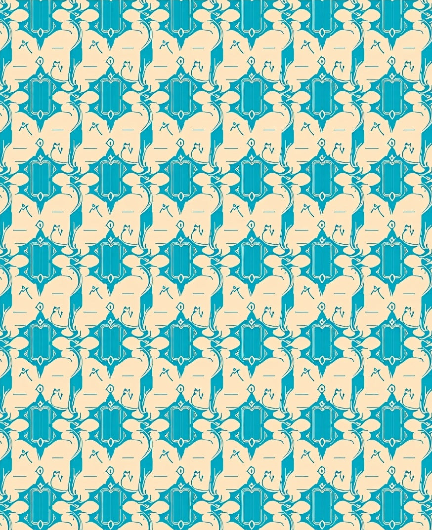 Turquoise Geometric Arabesque Medallion Rug