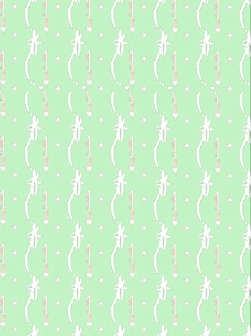 Pale Green White Twig Star Accents Rug