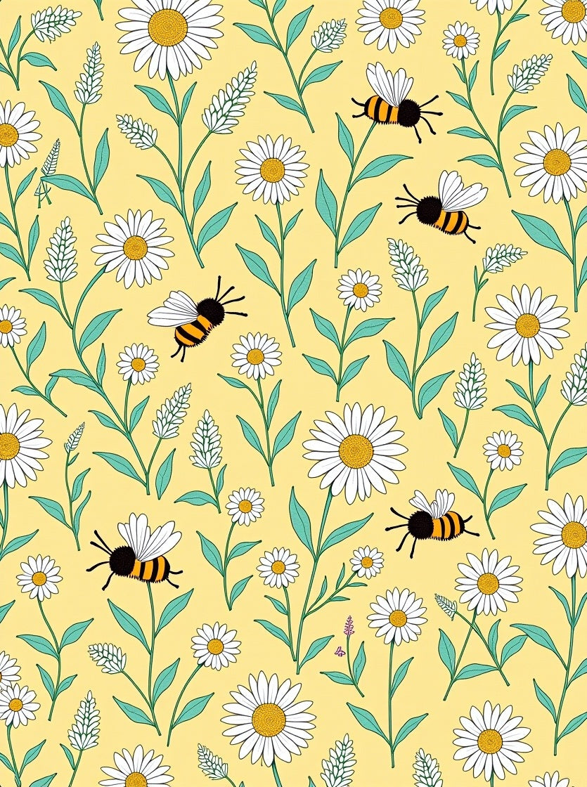 Yellow Daisy Bee Meadow Rug