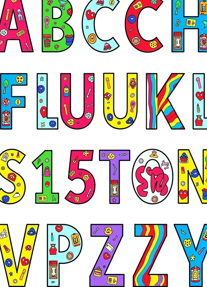 Colorful Alphabet Collage Fun Rug