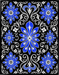 Bold Blue White Floral Mandala Rug