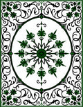 Earthy Forest Green Scrollwork Medallion Rug