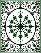 Earthy Forest Green Scrollwork Medallion Rug