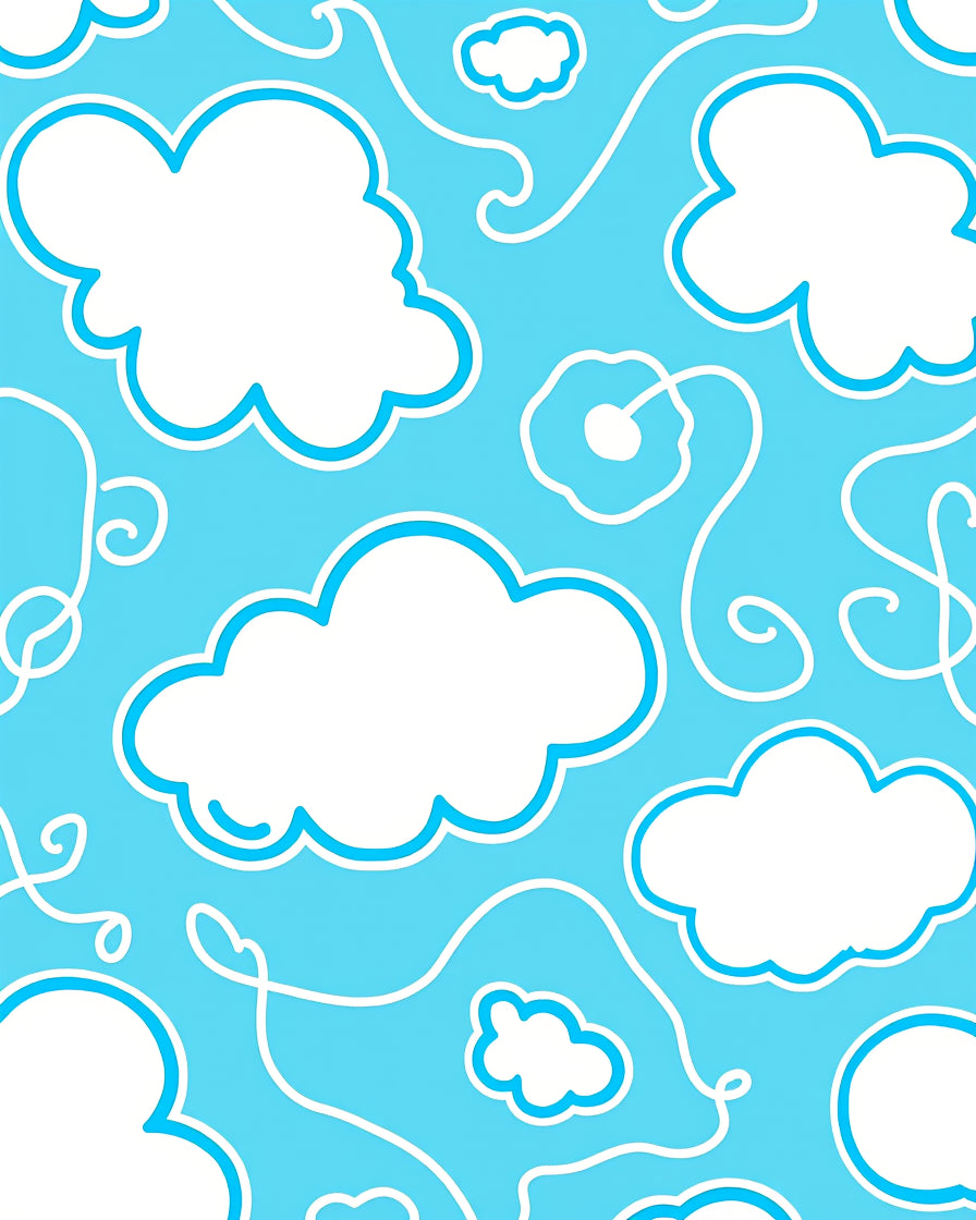 Whimsical White Cloud Sky Swirls Rug
