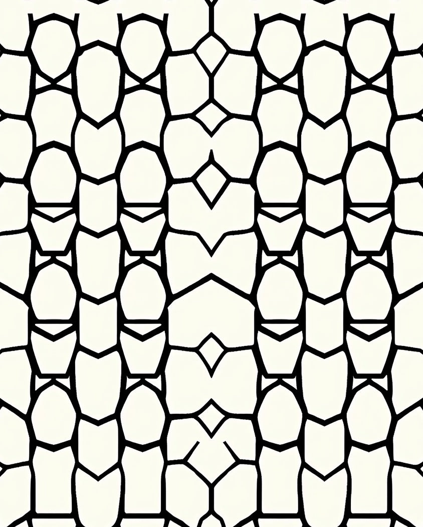 Cream and Black Chain Link Rug