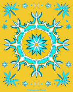 Turquoise Floral Starburst Mandala Rug
