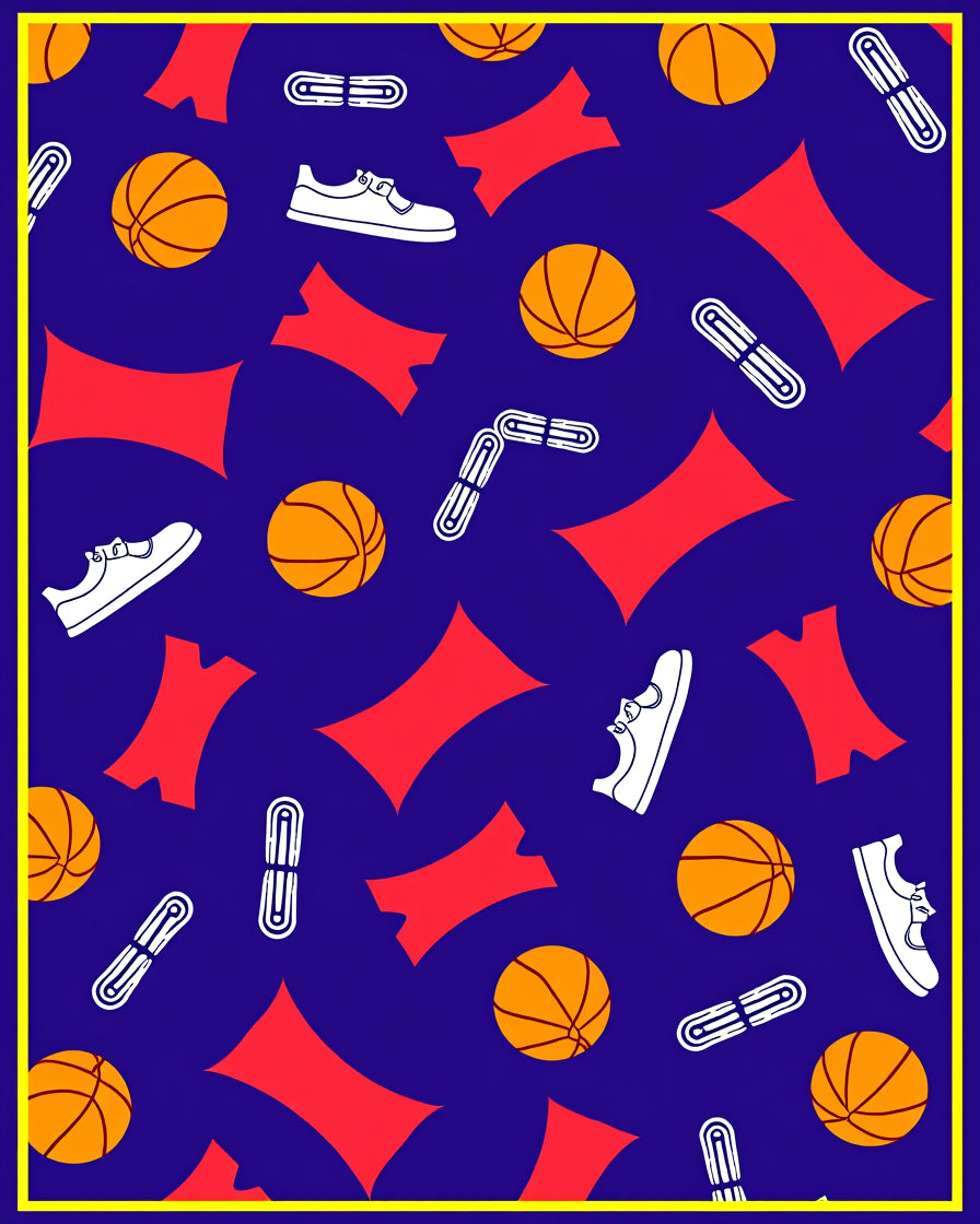 Bold Blue Basketball Shoe Ribbon Rug