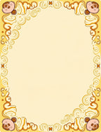Playful Yellow Bear Swirl Border Rug