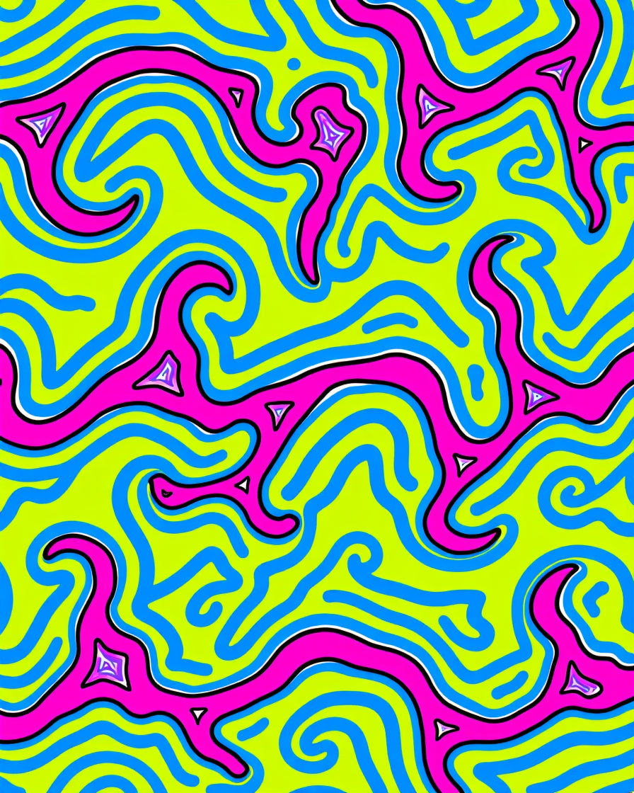 Vibrant Labyrinth Blue Pink Swirl Rug