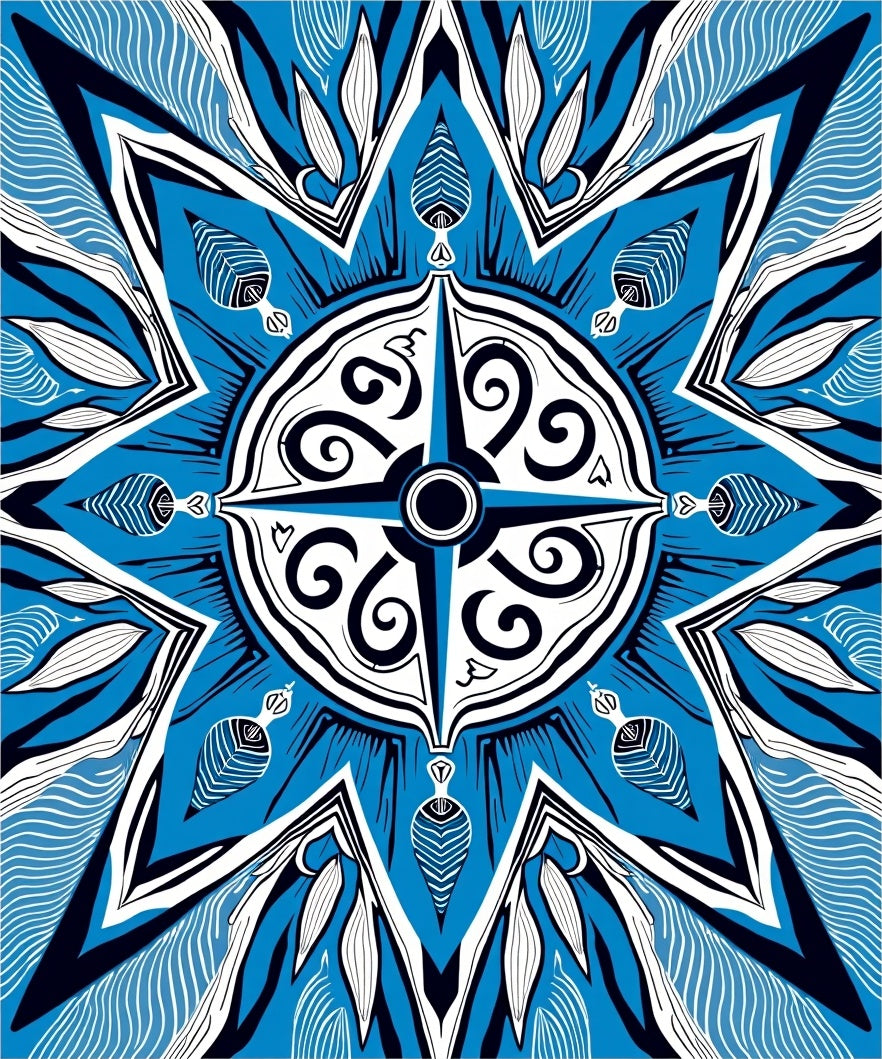 Blue Oceanic Starburst Medallion Rug