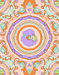 Whimsical Orange Lavender Swirl Medallion Rug