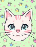Cute Pink Cat Paw Print Pastel Rug