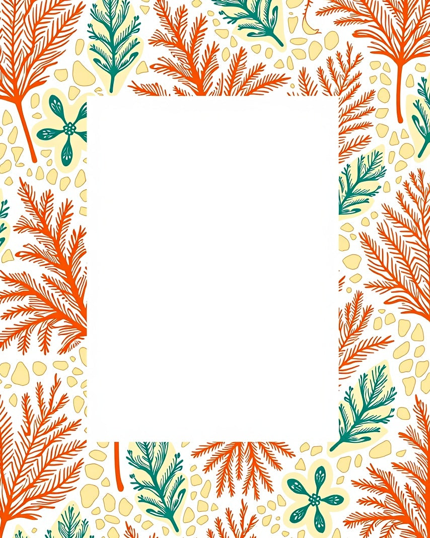 Coral Teal Fern Meadow Rug