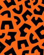 Bold Black Abstract Shapes Orange Rug