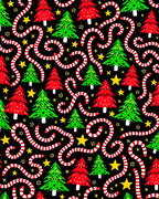 Festive Red Green Trees Candy Canes Rug