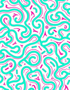 Aquamarine and Magenta Swirl Ribbon Rug