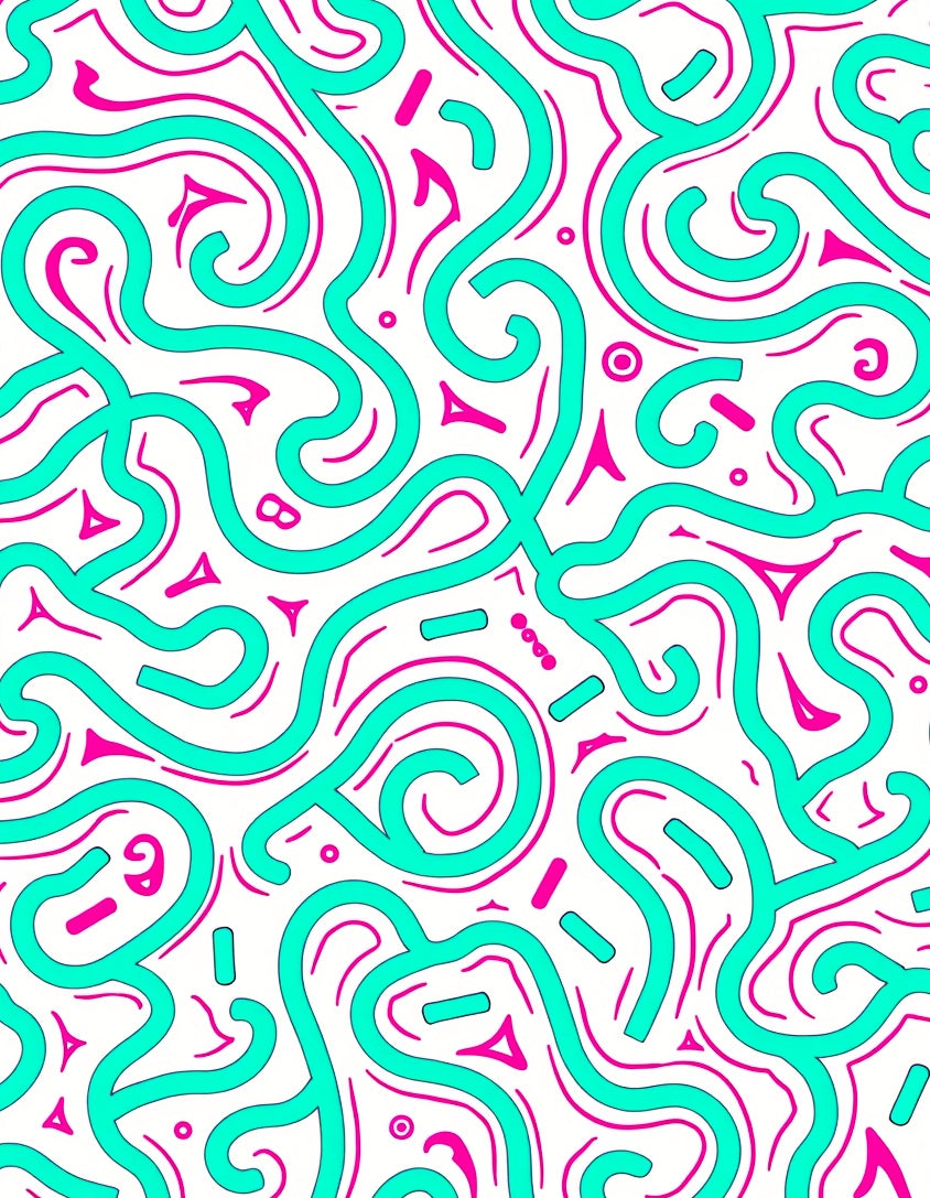 Aquamarine and Magenta Swirl Ribbon Rug