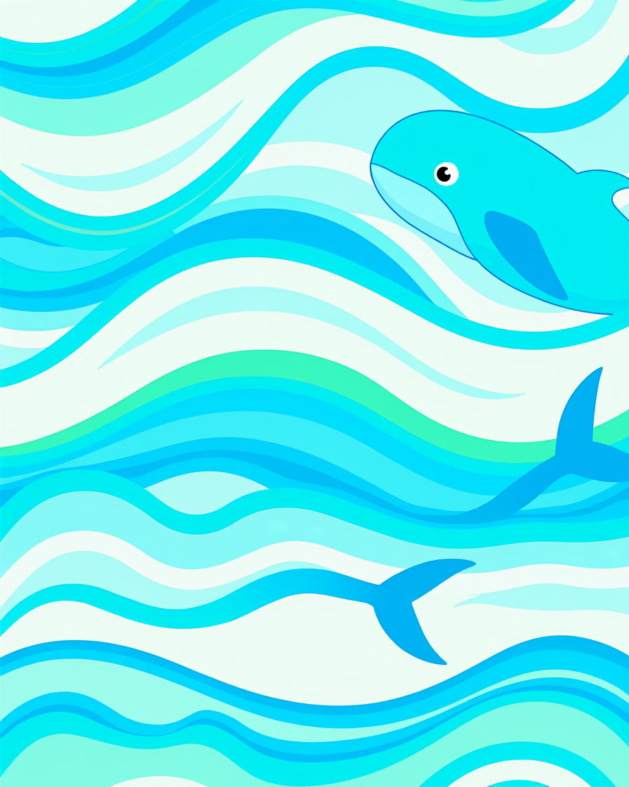 Ocean Blue Dolphin Waves Rug