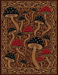 Whimsical Mushroom Starry Night Garden Rug