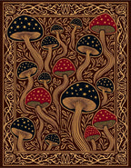 Whimsical Mushroom Starry Night Garden Rug