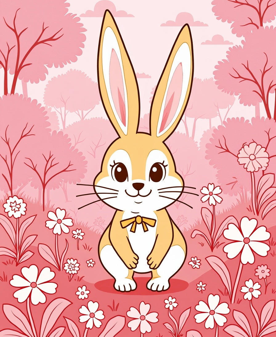 Cute Bunny Garden Floral Meadow Rug