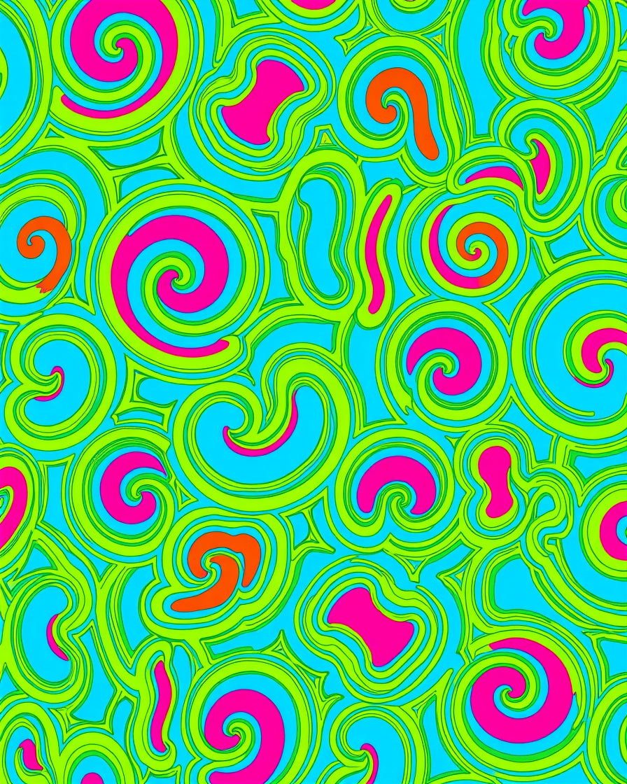 Vivid Blue Swirls Neon Graphic Rug