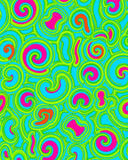 Vivid Blue Swirls Neon Graphic Rug