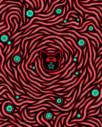 Black Red Swirls Teal Ornaments Dog Rug