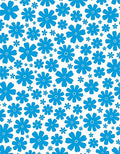 Azure Blue Retro Flower Field Rug