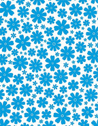 Azure Blue Retro Flower Field Rug
