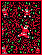 Jolly Santa Claus Red Swirl Christmas Rug