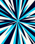 Bold Cyan Starburst Burst Rug