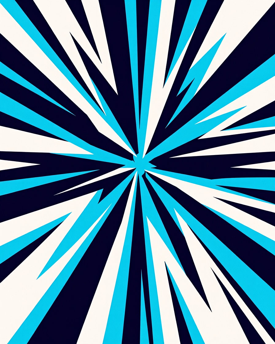Bold Cyan Starburst Burst Rug