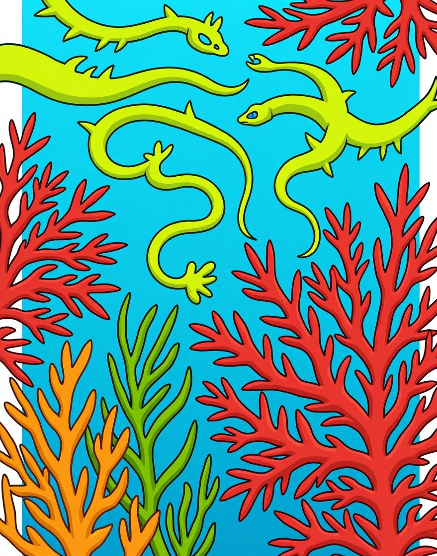 Oceanic Serpentine Coral Bloom Rug