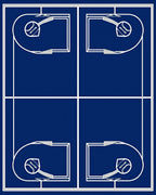 Dark Blue Blueprint Baseball Diamond Rug