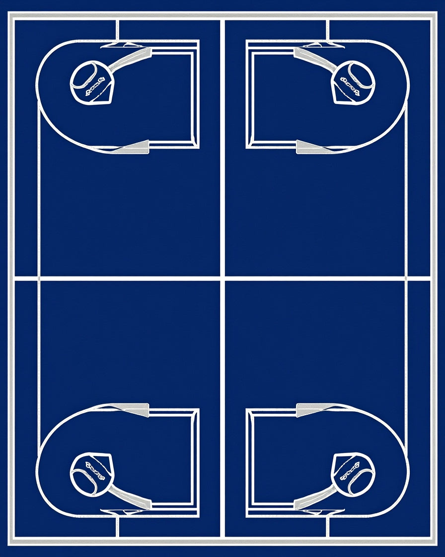 Dark Blue Blueprint Baseball Diamond Rug
