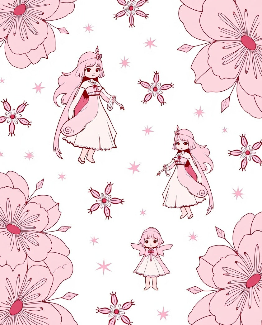 Pink Cherry Blossom Girls Stars Rug