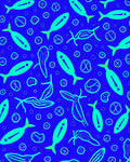 Blue Aqua Fish Scattered Whimsy Rug