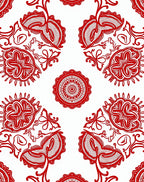 Crimson Abstract Floral Medallion Arrangement Rug