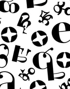 Black White Typographic Letter Abstract Rug