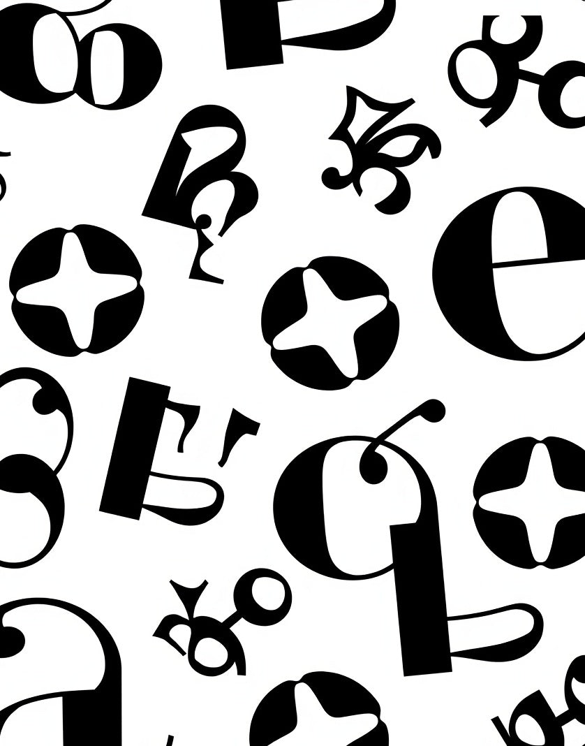 Black White Typographic Letter Abstract Rug