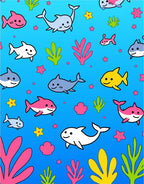 Bright Blue Ocean Shark Friends Rug