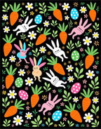 Whimsical Easter Bunnies Carrots Eggs Rug