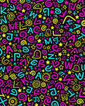 Colorful Alphabet and Symbols Collage Rug