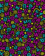 Colorful Alphabet and Symbols Collage Rug