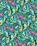 Teal Pink Abstract Organic Swirl Rug